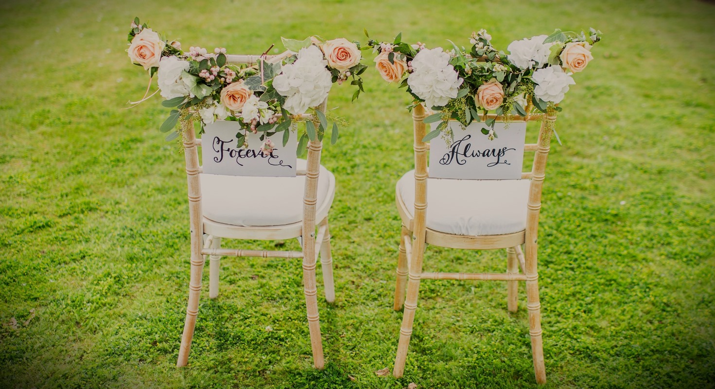 Chair decorated with flowers