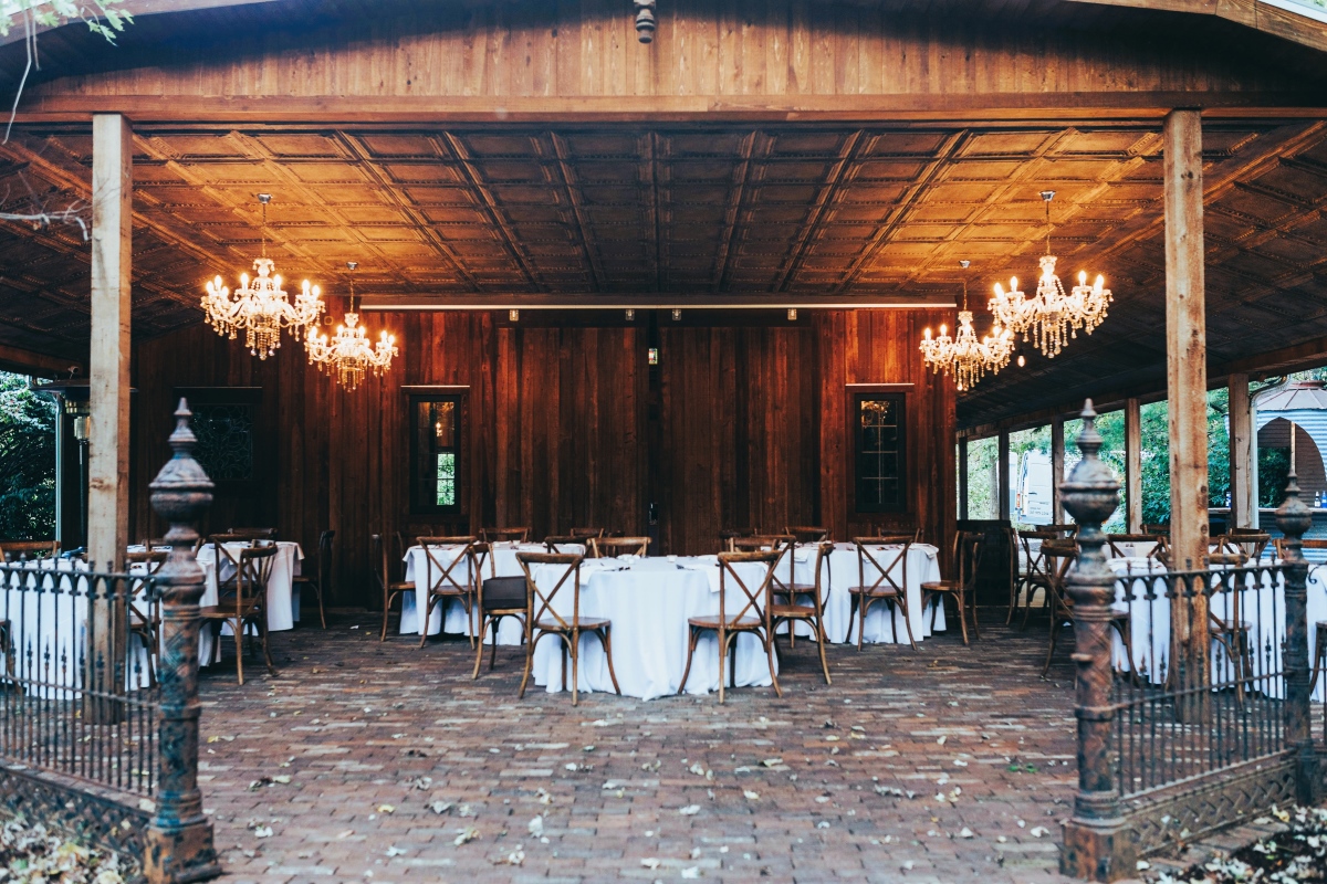 Wedding celebration in a barn