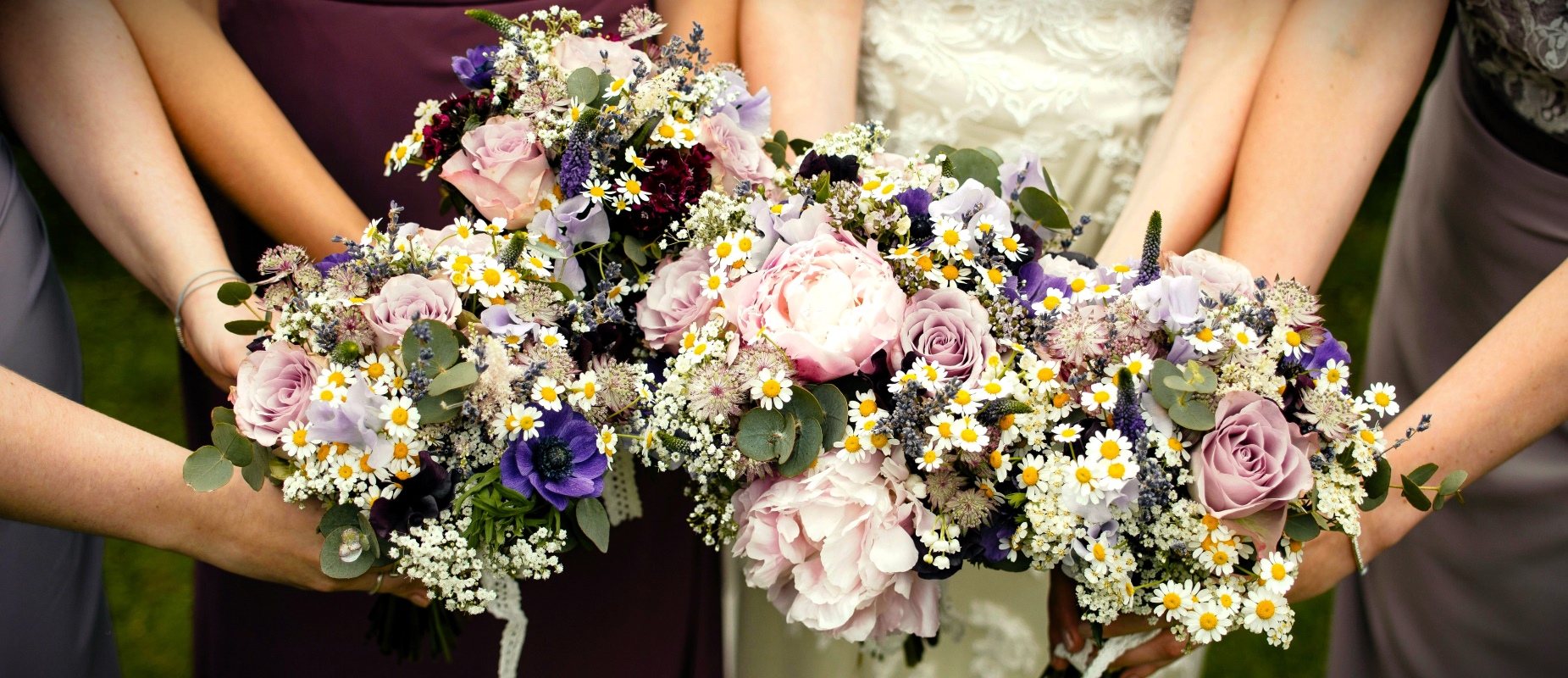 Bridesmaids' flower bouquets