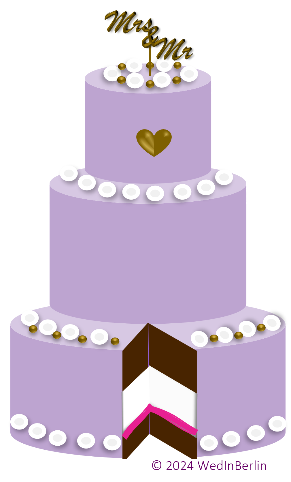 Purple wedding cake sketch