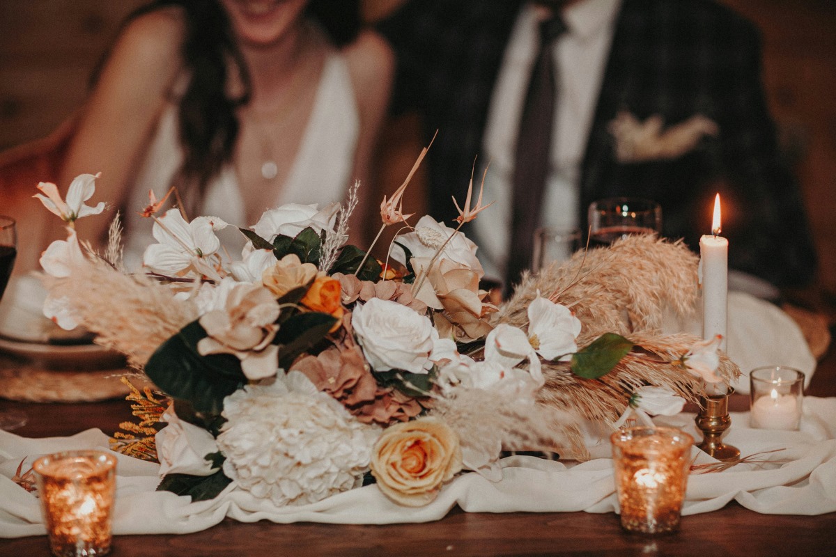 Table decorated with flowers